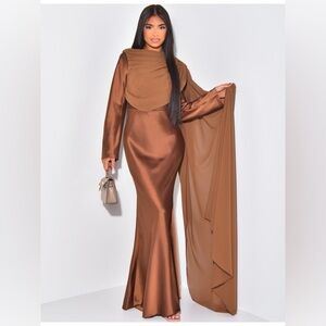 Elegant Brown Satin Gown